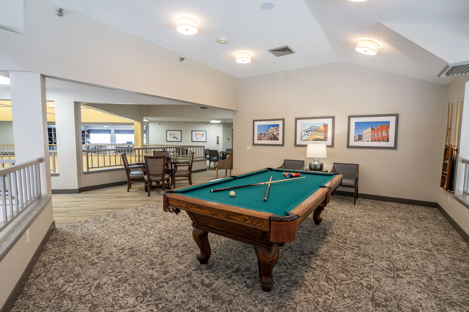 Recreation Room With Pool Table for Seniors Living Independently