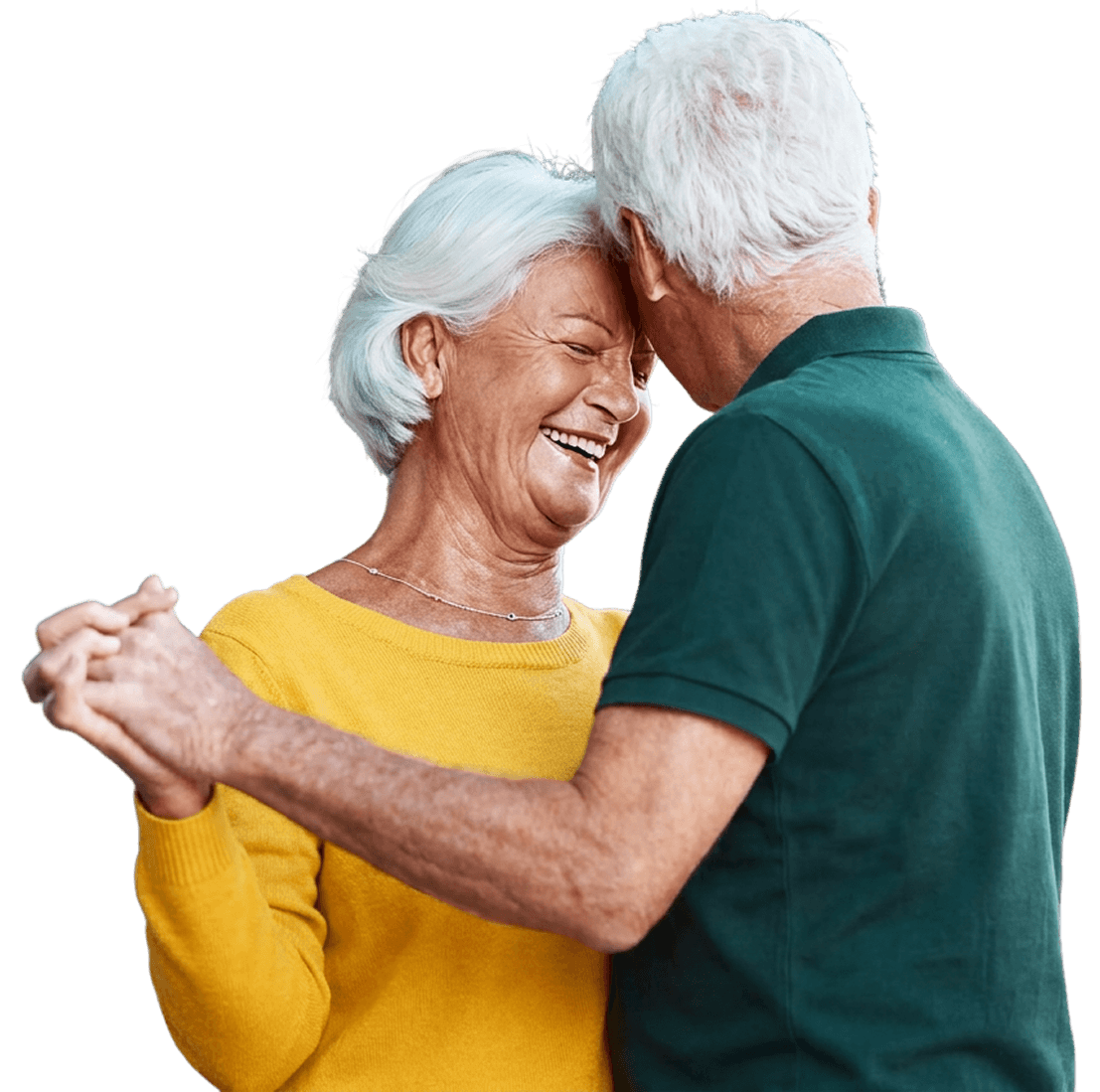 Happy Elderly Couple Dancing Closely Together at an Independent Living Community Happy Elderly Couple Dancing Closely Together at an Independent Living Community