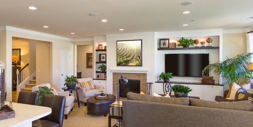 Bright Open-Concept Living Room Layout at Independent Living Facility